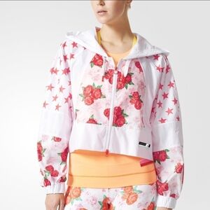 NWT Adidas White Jacket with Floral Accents Womens Size L.